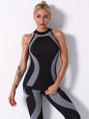 Women's Summer Sleeveless Yoga Shirt Stripe Tanks for Fitness