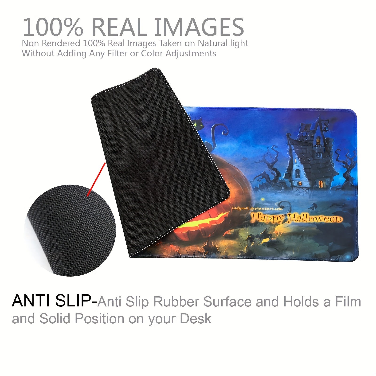 Happy Halloween Pumpkin Ghost And Bats Mouse Pad XL