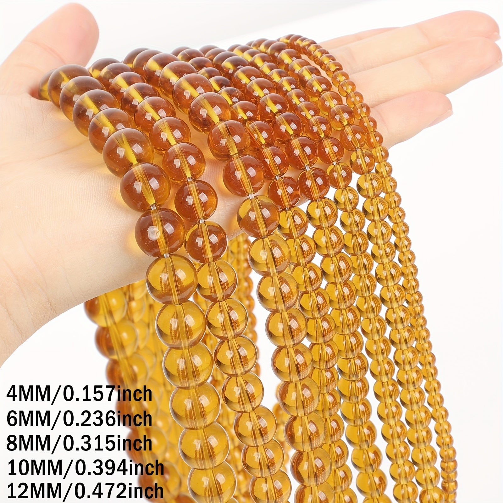 Amber Quartz Crystal Beads Natural Stone Round Spacer Bead Jewelry Making DIY