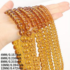 Amber Quartz Crystal Beads Natural Stone Round Spacer Bead Jewelry Making DIY
