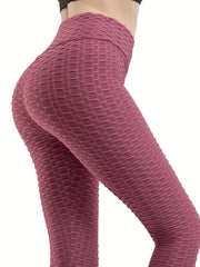 Honeycomb Bubble Yoga Leggings High Stretch Sports Pants Women's