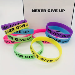 2pcs Never Give Up Glowing Silicone Bracelets