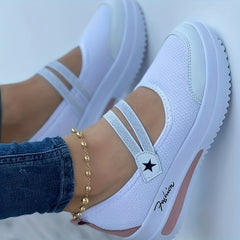 Women's Platform Hook & Loop Sneakers Casual Canvas Shoes