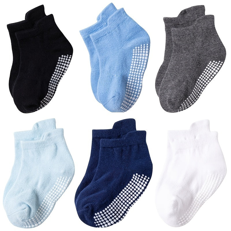 6 Pairs Non Slip Cotton Ankle Socks for Toddlers