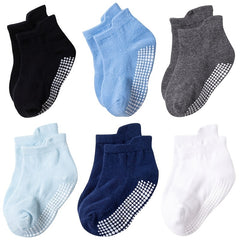 6 Pairs Non Slip Cotton Ankle Socks for Toddlers