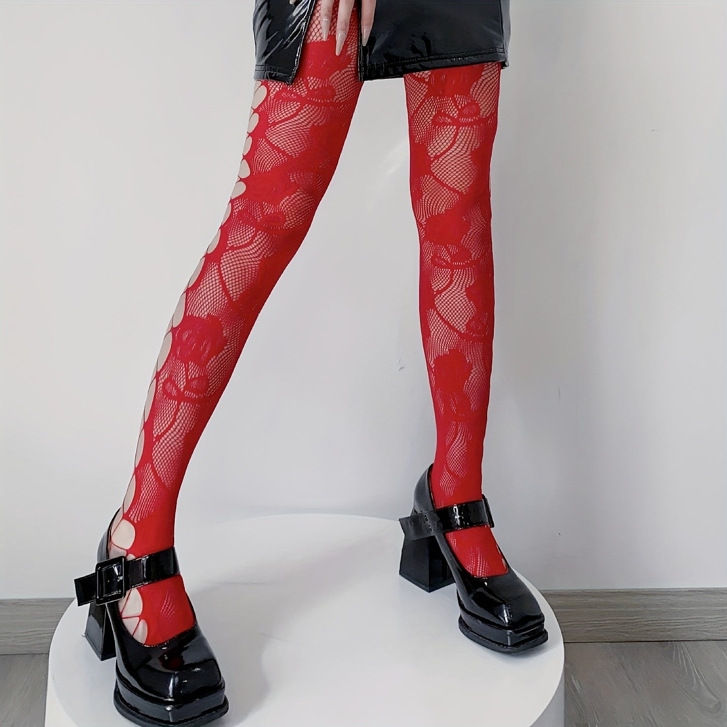 Sexy Jacquard Fishnet Tights High Waist Criss Cross Mesh Pantyhose