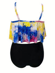 Tie Dye Halter Neck Swimsuit Set Women's Beach Swimsuit 2 Pcs Set