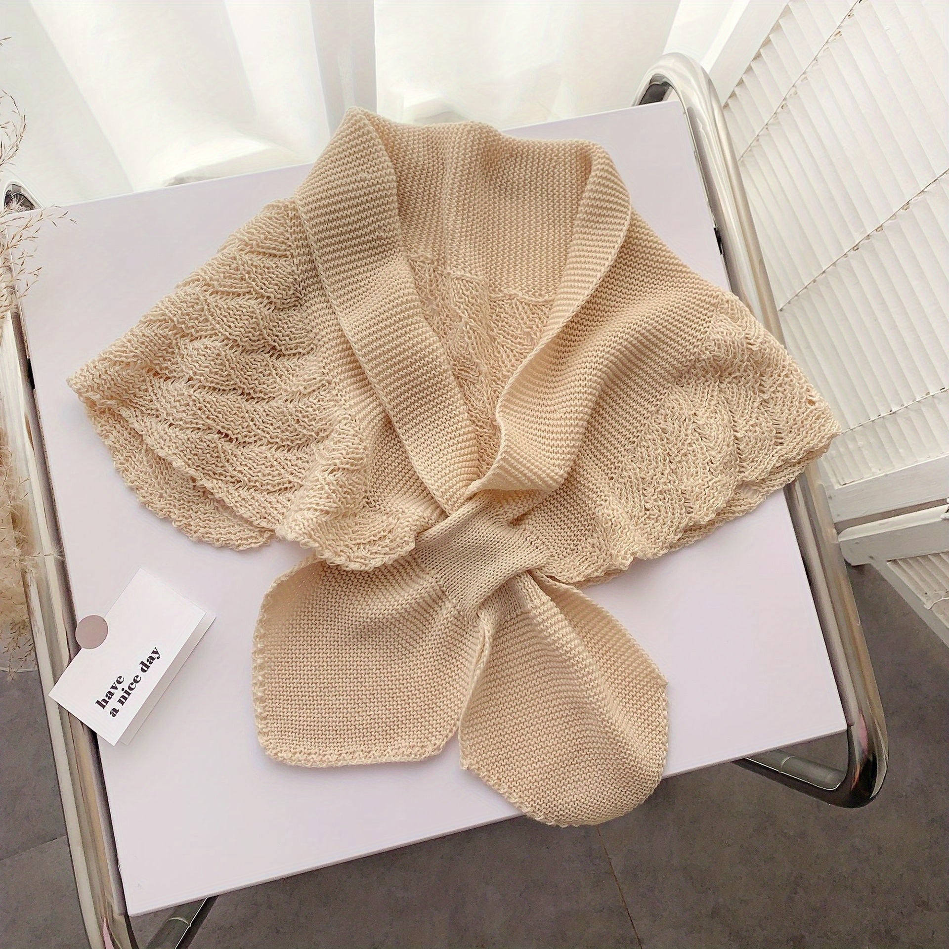 Ruffle Shawl Knitted Warm Cape Women Coldproof Scarf Cloak Cardigan