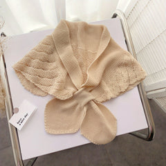 Ruffle Shawl Knitted Warm Cape Women Coldproof Scarf Cloak Cardigan