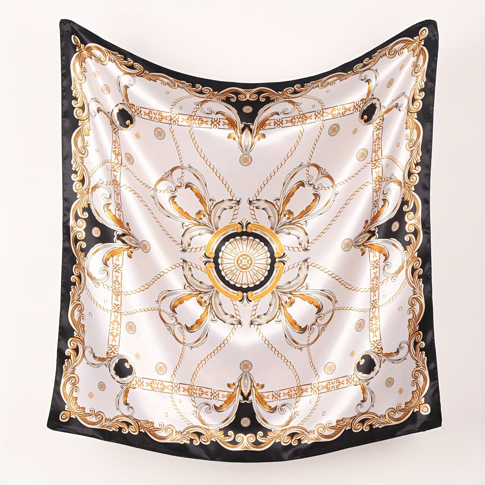 Classic Print Square Scarf Satin Shawl Silk Bandana Hijab Head Wraps