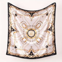 Classic Print Square Scarf Satin Shawl Silk Bandana Hijab Head Wraps