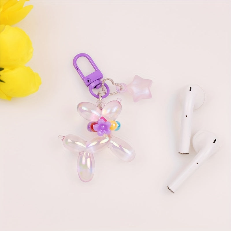 Plated Balloon Dog Key Chain Poodle Small Animal Wallet Schoolbag Pendant
