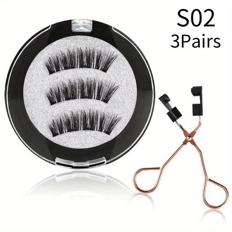 Reusable 3D Mink Magnetic Eyelashes with 4 Magnets & Tweezers