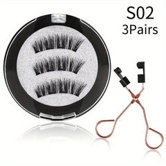 Reusable 3D Mink Magnetic Eyelashes with 4 Magnets & Tweezers