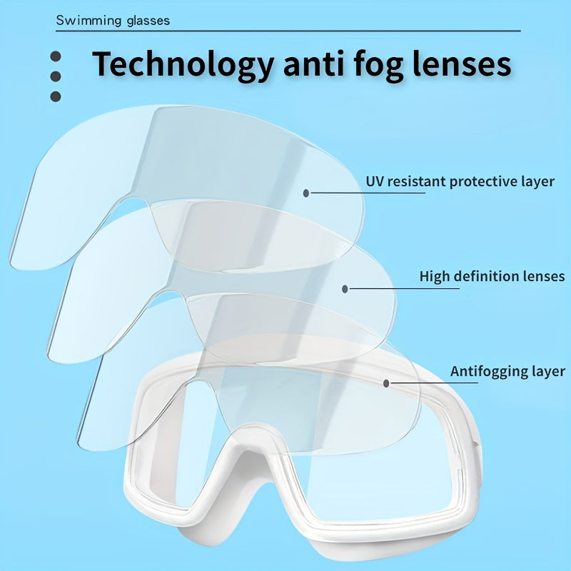 Adults Large Frame Swimming Goggles Waterproof Anti-fog HD Glasses