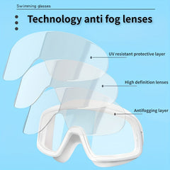 Adults Large Frame Swimming Goggles Waterproof Anti-fog HD Glasses