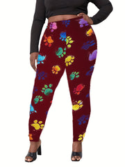 Colorful Paw Print High Stretch Skinny Leggings