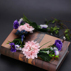 Adjustable Flower Crown Headband Women Girl Wedding Flower Wreath Hairband Tiara