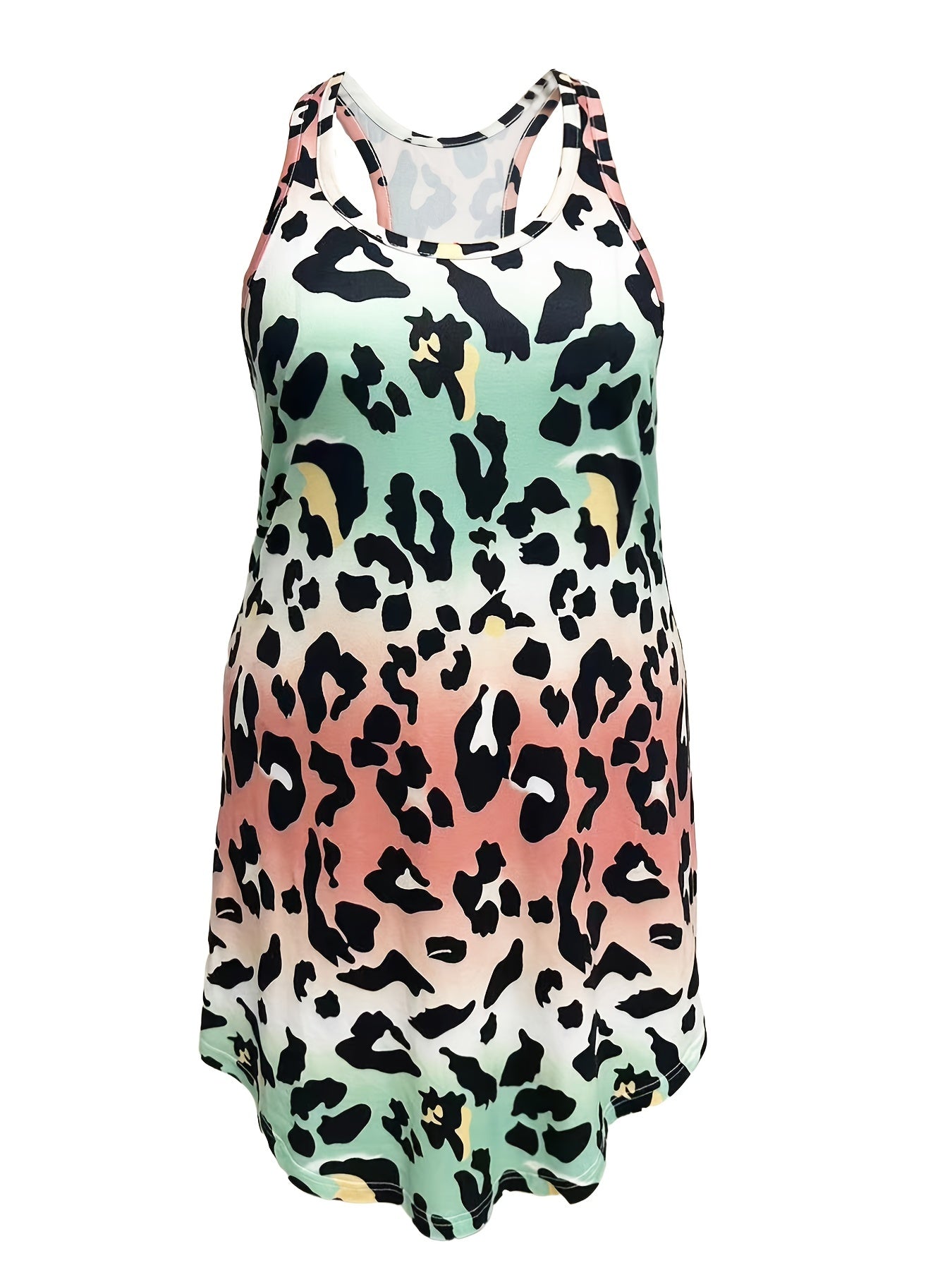 Leopard Lounge Dress Crew Neck Home Dress Women's Loungewear