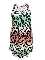 Leopard Lounge Dress Crew Neck Home Dress Women's Loungewear