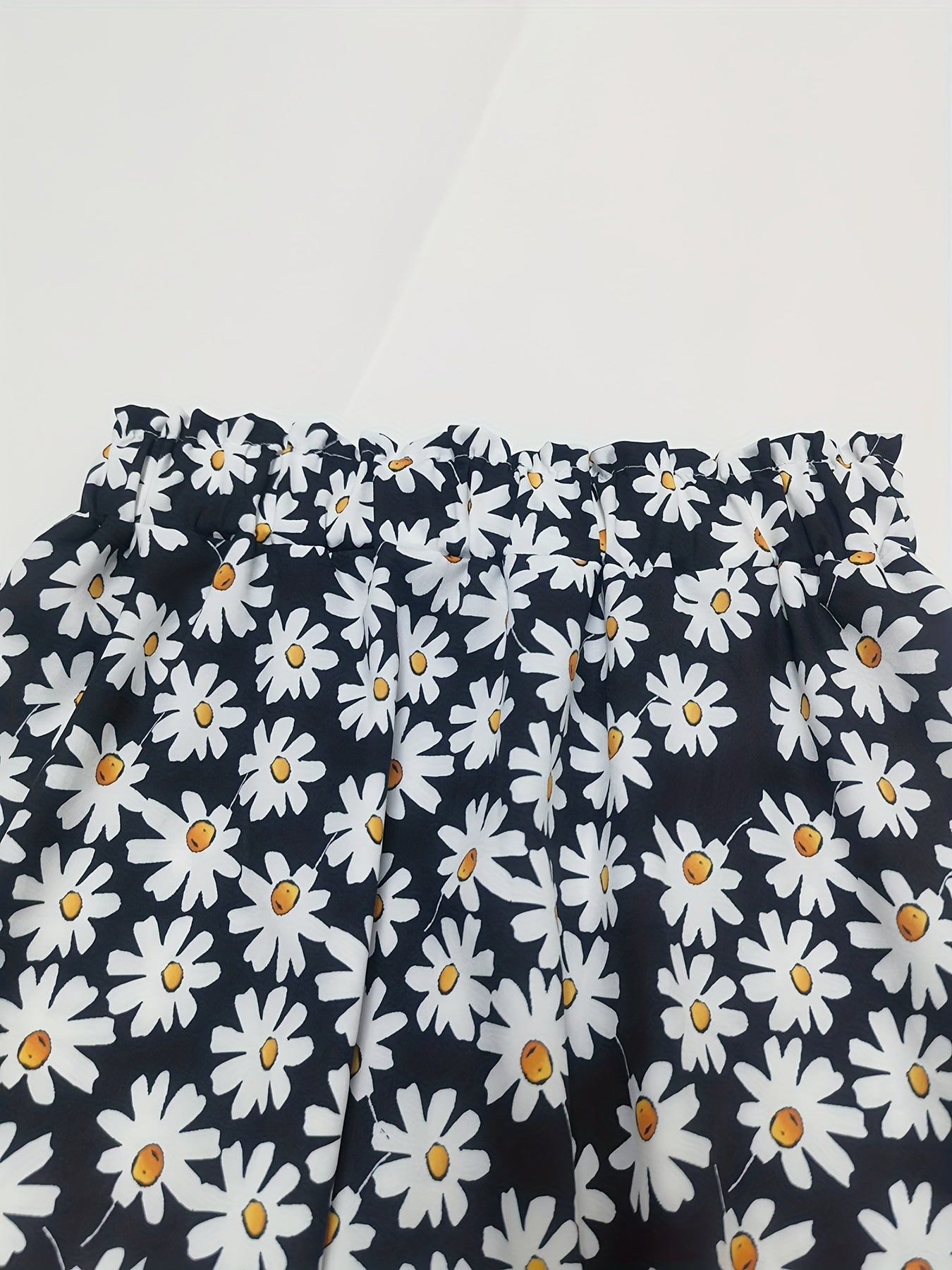 Daisy Print Skirt Elastic Waist Casual Skirt Women's Clothing