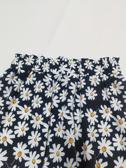 Daisy Print Skirt Elastic Waist Casual Skirt Women's Clothing