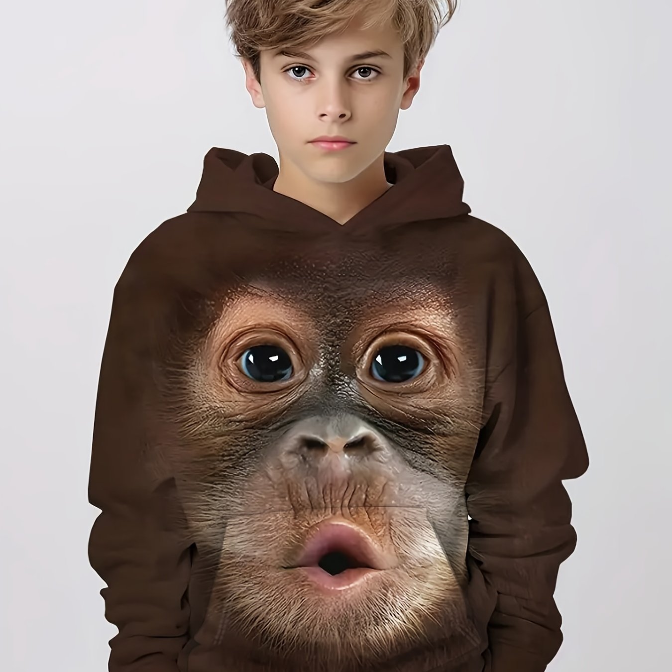 Funny Chimpanzee Boys Hooded Sweatshirt