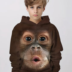 Funny Chimpanzee Boys Hooded Sweatshirt