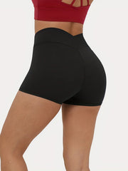 Cross Waist Stretch Biker Shorts