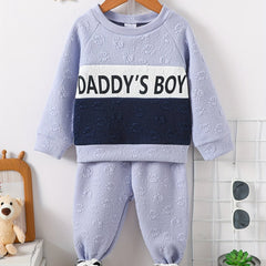 Boy's Bear Jacquard 2pc Sweatshirt & Sweatpants Set DADDY'S BOY