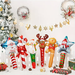 8pcs Christmas Foil Balloon Decoration - Deer, Snowman, Gingerbread Man