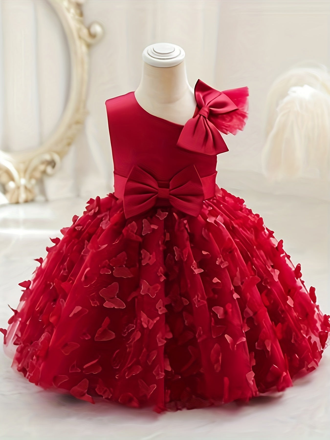 Baby Girls Butterfly Bowknot Sleeveless Princess Dress for Party