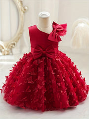 Baby Girls Butterfly Bowknot Sleeveless Princess Dress for Party