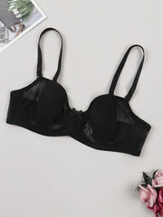 Contrast Mesh Push Up Bra Women's Lingerie