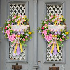Spring Withered Branch Wooden Sign Flower Wreath Christmas Hanging Decorations