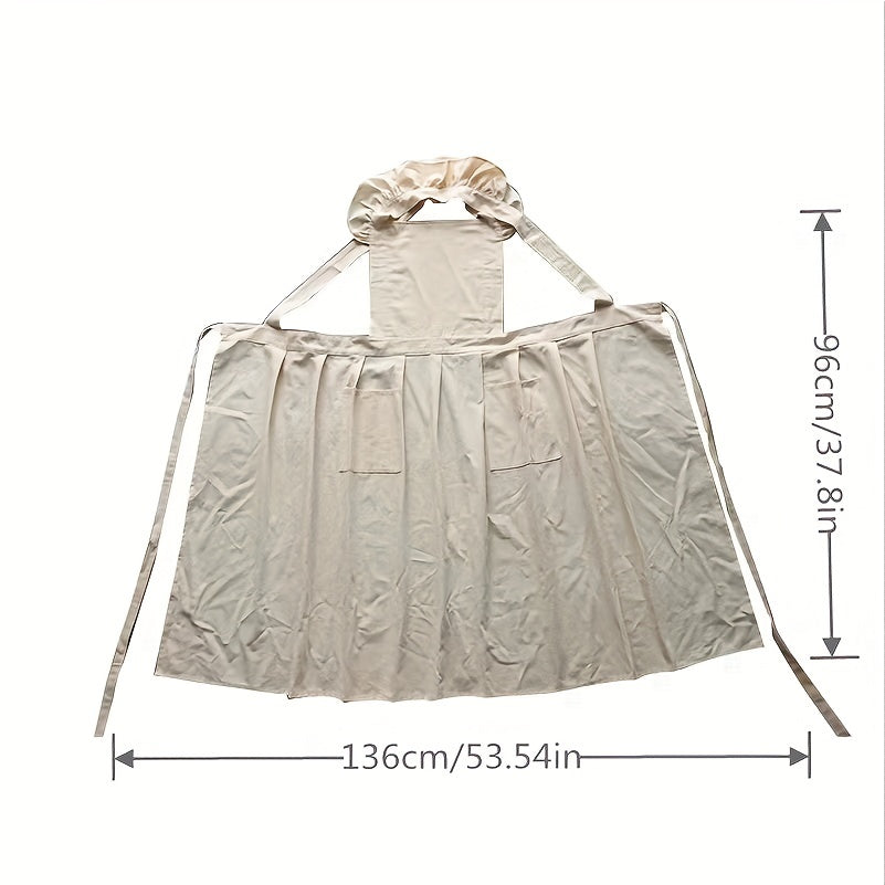 Ruffled Linen Apron X Back Pockets for Chefs Gardeners Cooks Bakers Florists