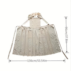 Ruffled Linen Apron X Back Pockets for Chefs Gardeners Cooks Bakers Florists