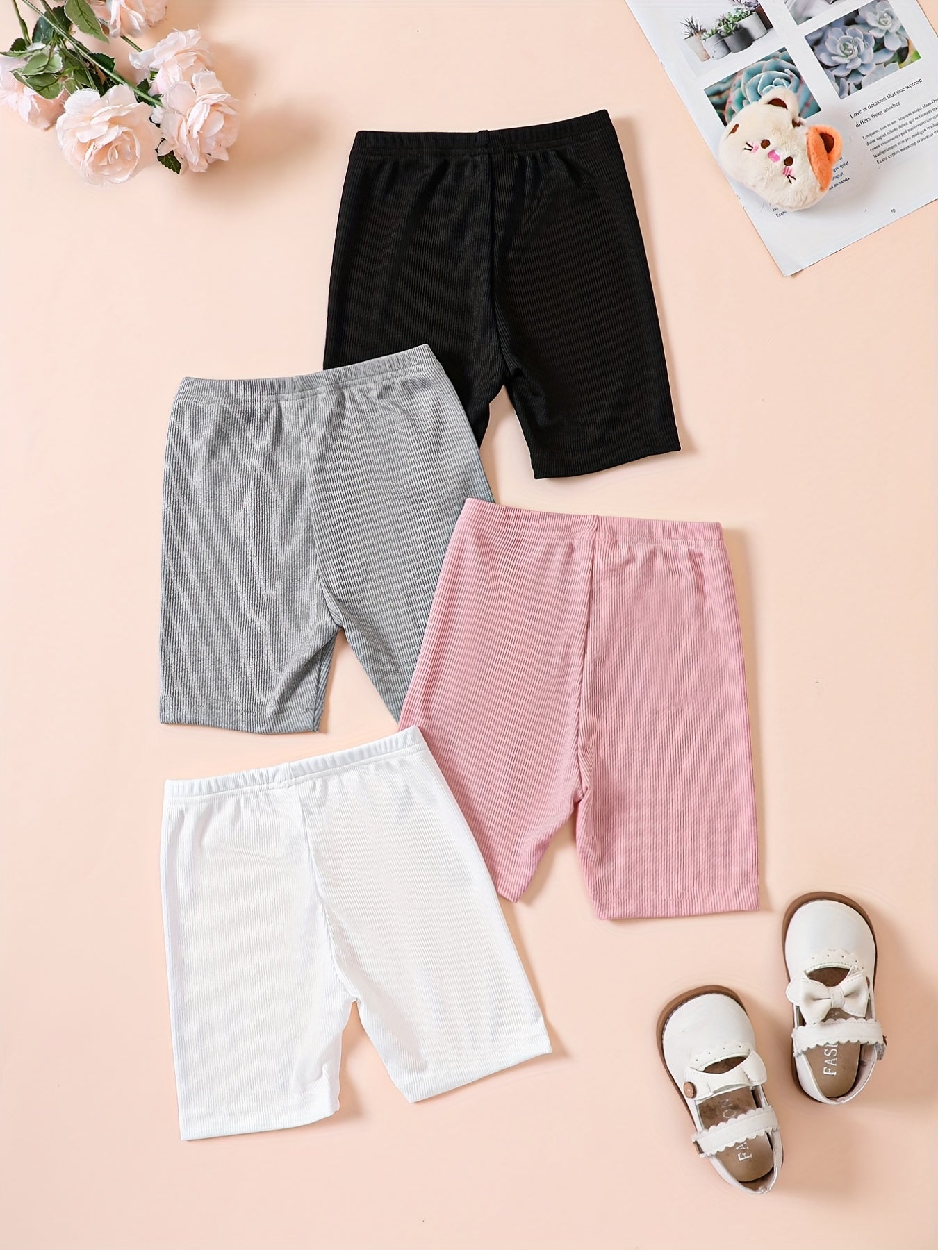 Kitten Print Bike Shorts for Girls - Comfy Casual Wear for Summer