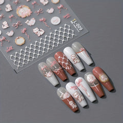 Cat Inlaid Pearl Nail Art Sticker 5D Three-dimensional Back Glue