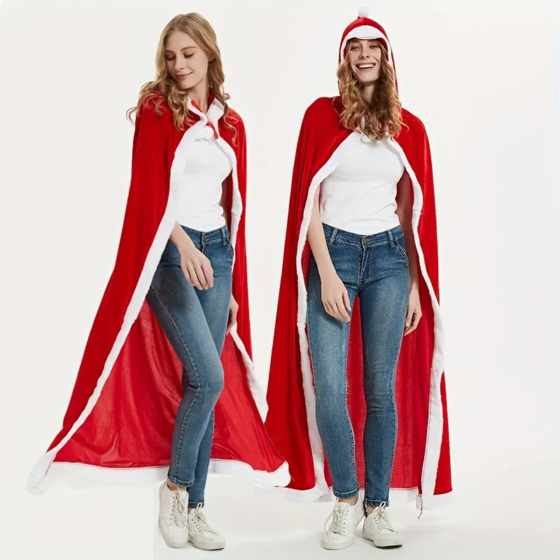 Christmas Santa Claus Hooded Cloak Mrs Santa Claus Velvet Hooded Cape Costume