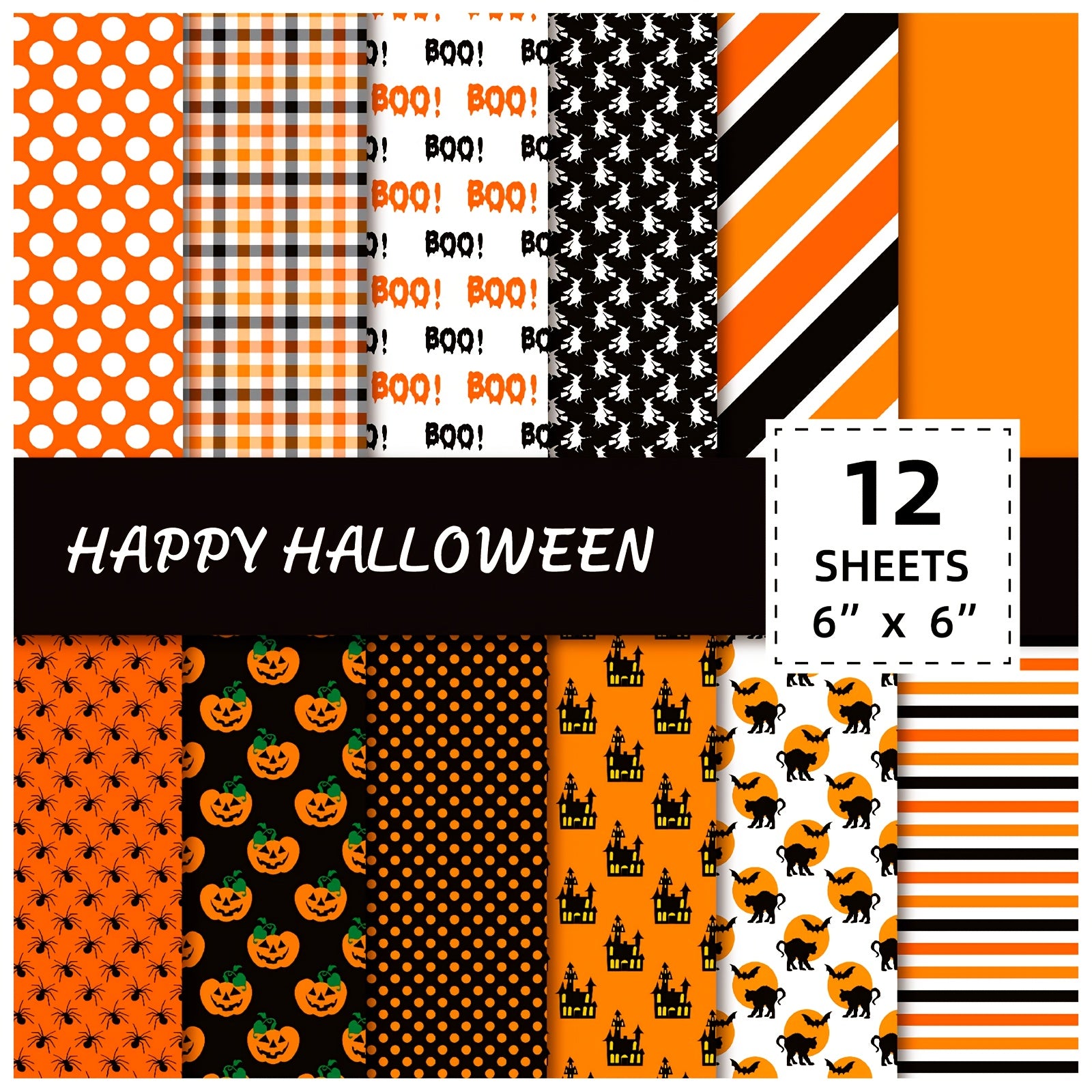 12pcs Halloween Decorative Paper DIY Card Making Background Paper