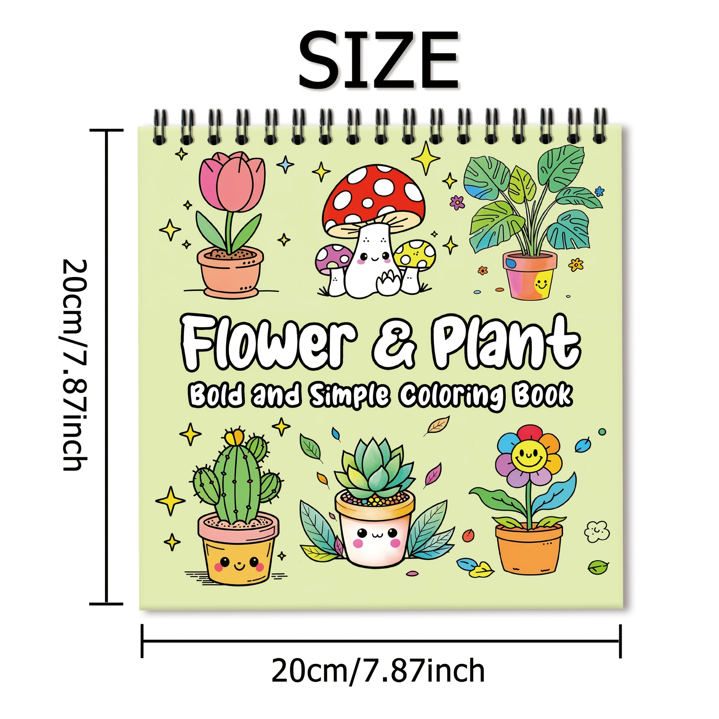 24 Page Plant & Flower Coloring Book Spiral Binding Adult Drawing Book