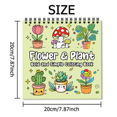 24 Page Plant & Flower Coloring Book Spiral Binding Adult Drawing Book
