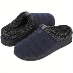 Men's Warm Slip On Slippers Fleece Indoor Walking Shoes