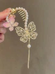 Rhinestone & Pearl Hair Claw Clip for Women Girls