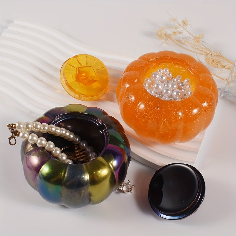 Halloween Pumpkin Shape Storage Jar Resin Mold DIY Jewelry Holder Home Container