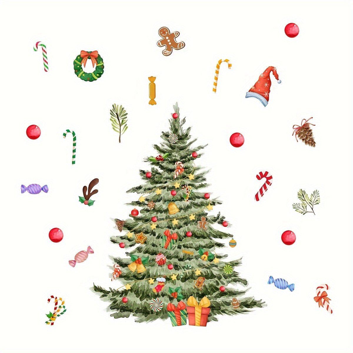 Christmas Tree Toilet Sticker Bathroom Decoration Removable Waterproof