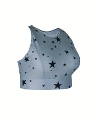 Sports Bra Women's Plus Star Print Racer Back Breathable