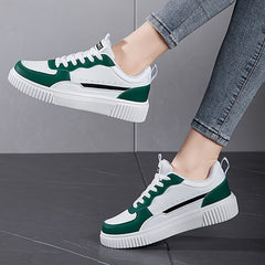 Faux Leather Block Skate Shoes Non Slip Flat Sneakers