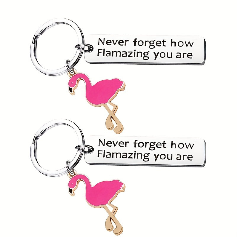 Flamingo Shape Stainless Steel Keychain Pendant